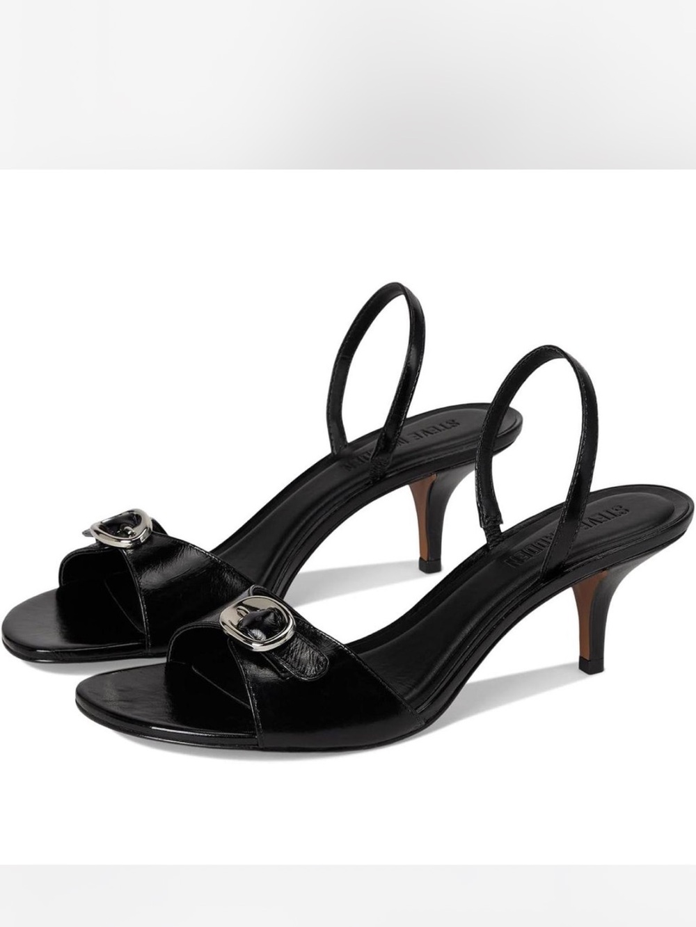Steve Madden Black Women's Henrietta Kitten-Heel Dress Sandals